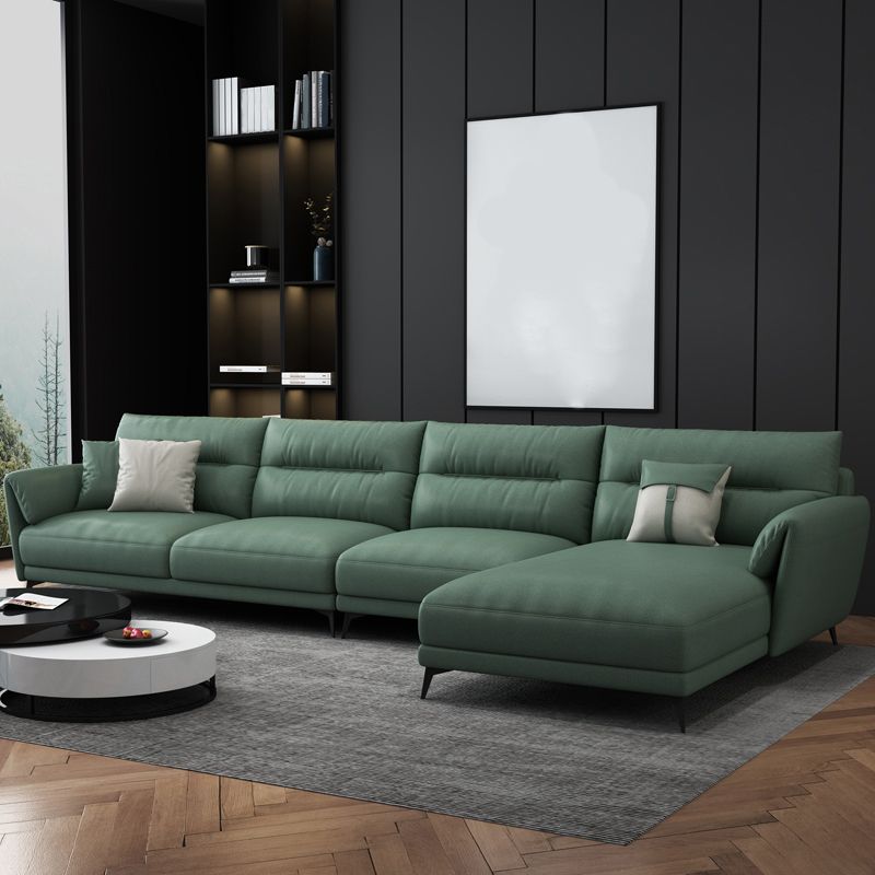 Contemporary 4-Seater Sectional with Pillow Top Arms in Faux Leather