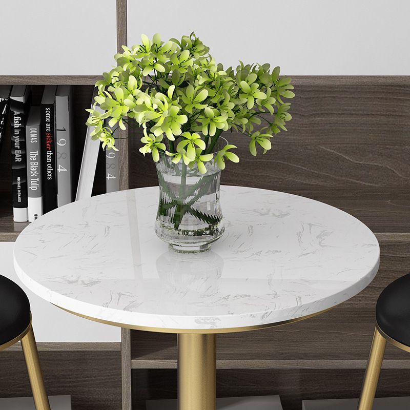 Glam Style Bar Table Artificial Marble Top Bistro Table with Gold Pedestal