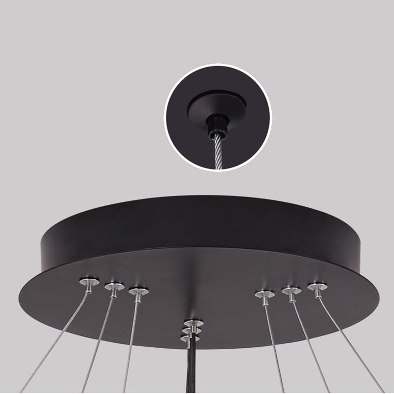 New Modern Black Tiered Chandelier Light Fixtures Aluminum LED Hanging Lamp for Living Room