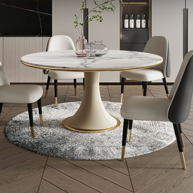 Round Glam Dining Room Set 1/4/5/9 Pcs Sintered Stone Dining Table and Chairs