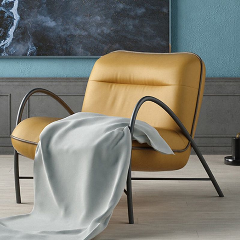 Contemporary Accent Armchair Modern Upholstered Accent Chair in Yellow