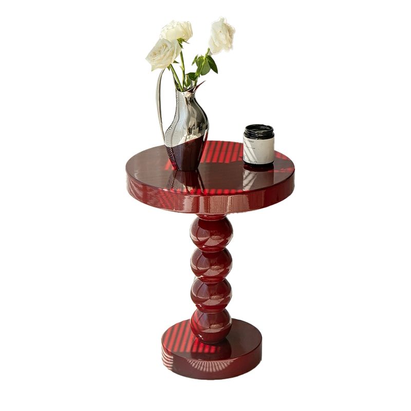 Pedestal End Table in Wood Round Top Living Room Corner Table