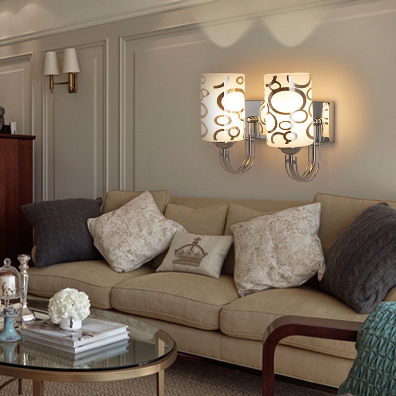 Simple Wall Sconce Cylinder Wall Light Fixture with Glass for Living Room