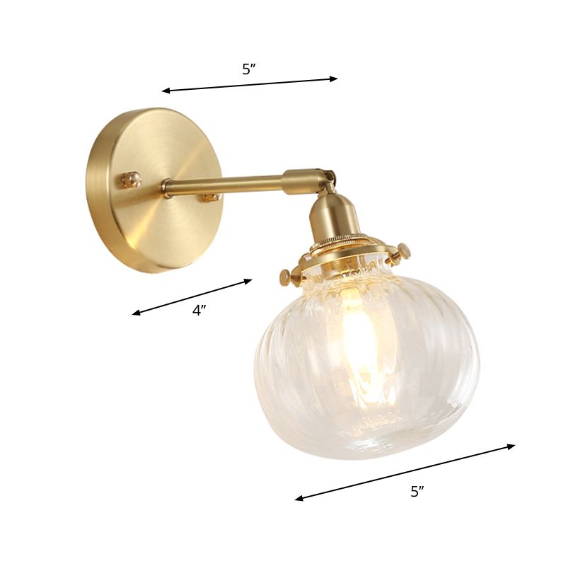 Minimalistische wereldwandlicht Champagne/Clear Prismatic Glass Single SCONCE -verlichtingsarmatuur in goud