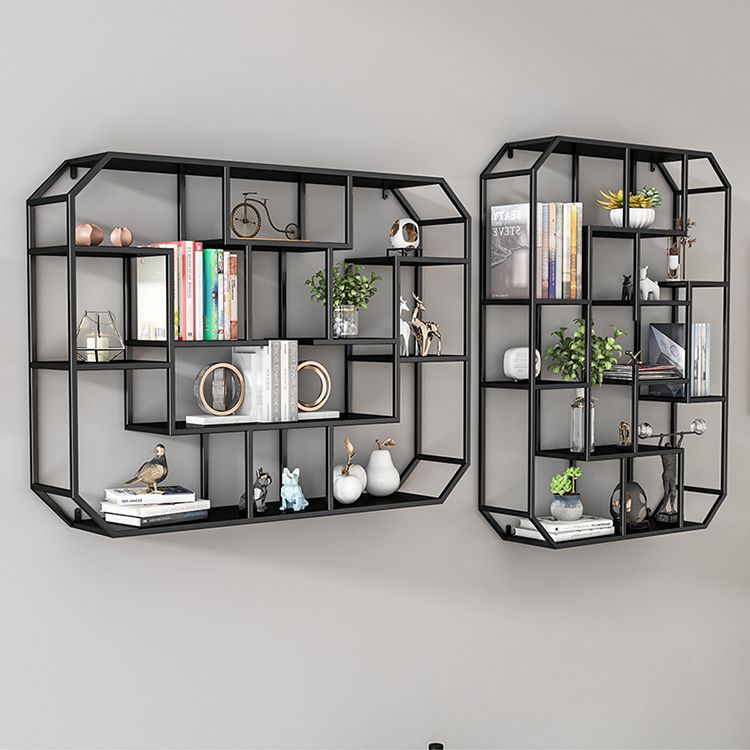 Industrial Iron Bookshelf Wall Mounted Bookshelf for Office and Family Living Room