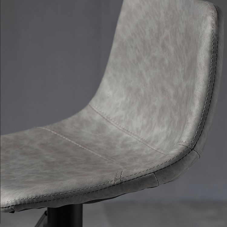 Scandinavian Metal Barstool Faux Leather Low Back Counter Stool