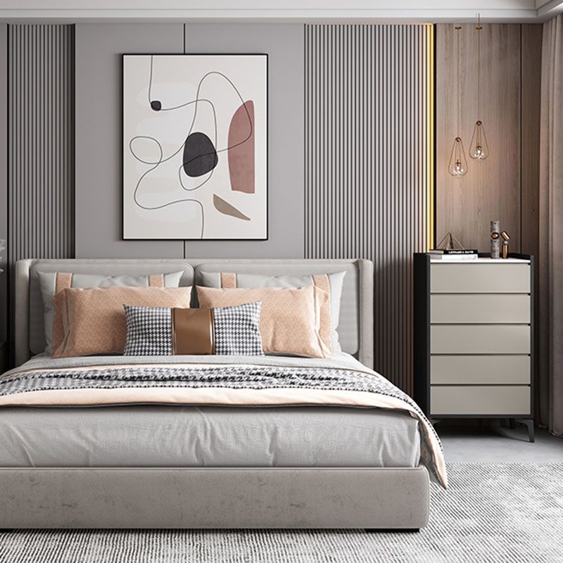 Contemporary Engineered Wood Chest Bedroom Storage Chest in Gray with Drawers