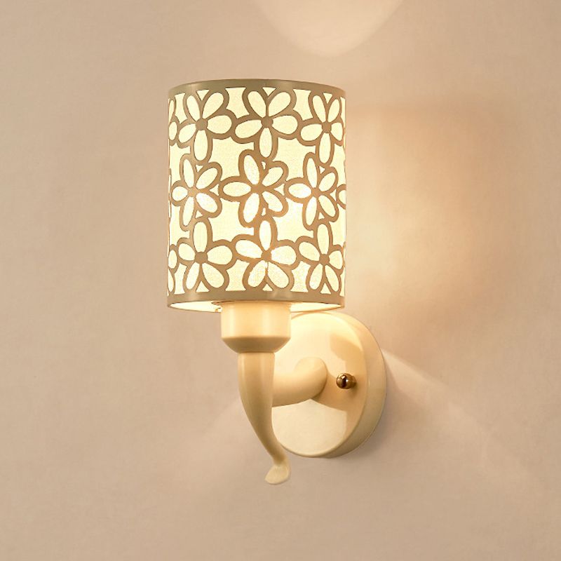 Modernist Wall Sconce Cylinder Metal Sconce Lighting in White for Bedroom