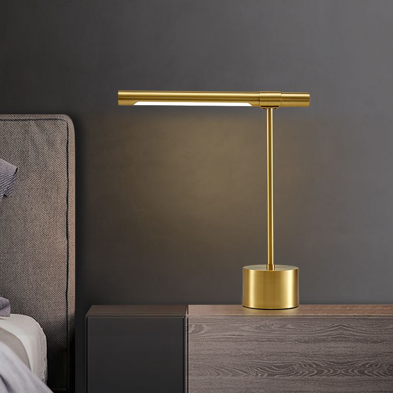 Linear Table Lamp Mid Century Modern Metal 1 Light Table Light in Gold