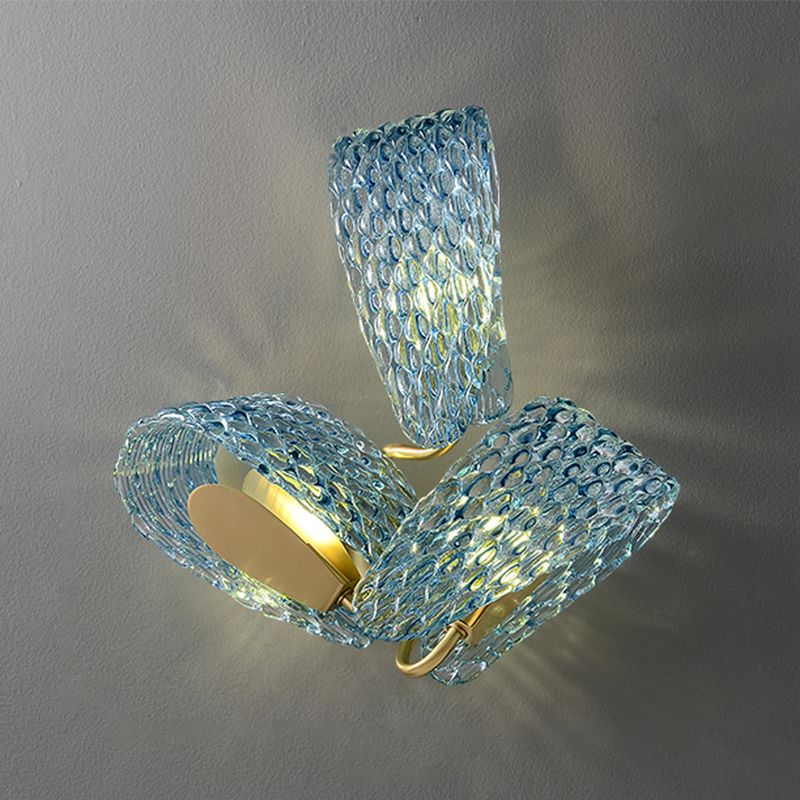 Modern Metal Wall Sconce Flower Shape Wall Light with Glass Shade for Bedroom