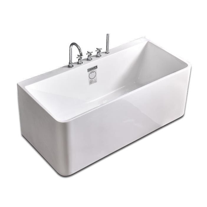 Modern Soaking Bathtub Acrylic Rectangular White Bathtub , 23.62-inch Tall