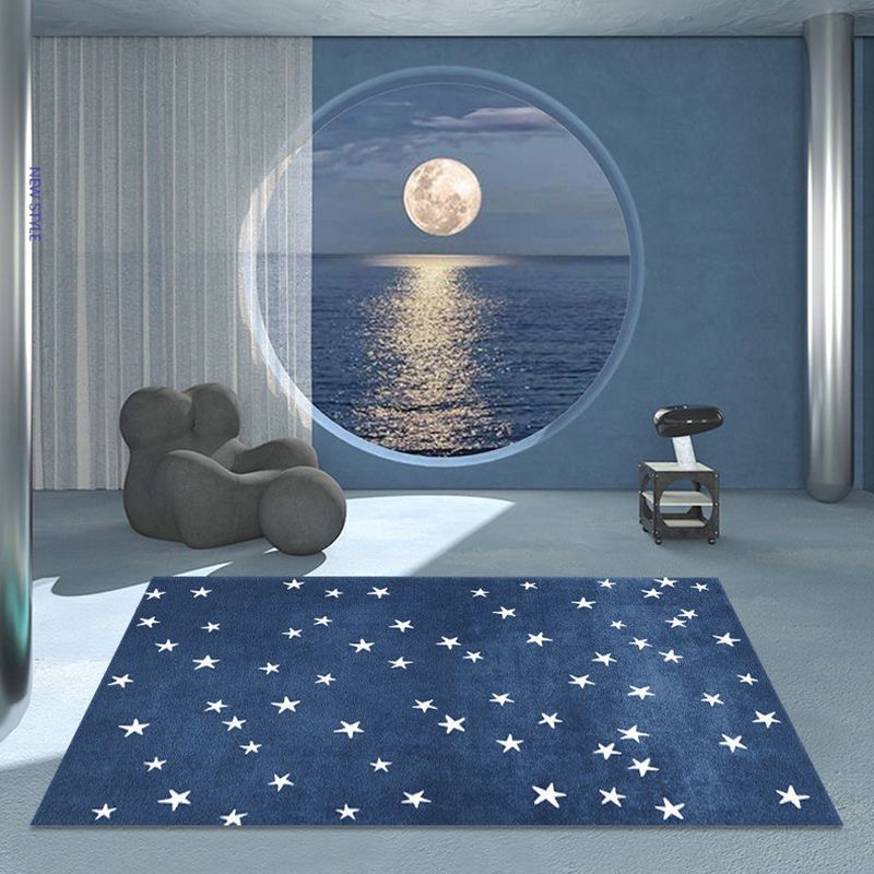 Funky Indoor Rug All-Over Star Print Rug Polyster Non-Slip Backing Area Carpet for Living Room