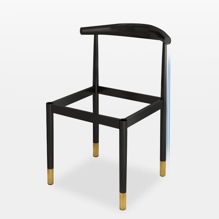 Contemporary Metal Side Chair Restaurant Armless Cow Horn Open Back Dining Side Chair
