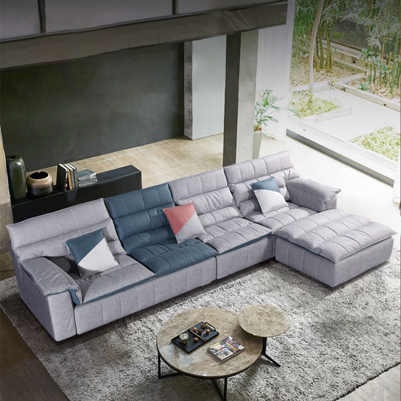 Scandinavian Gray 3/4-seat Sectional Pillow Top Arm Sectional Sofa