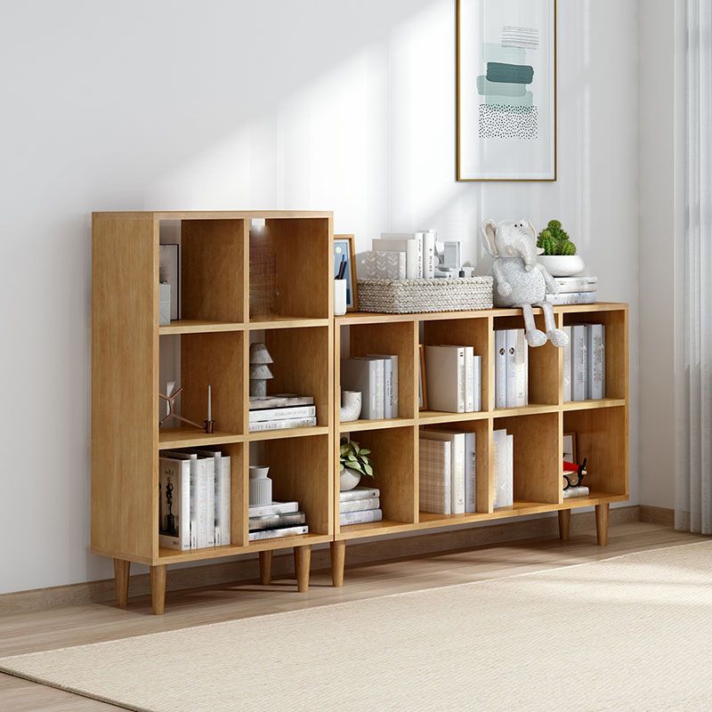 Modern Style Open Back Bookshelf Solid Wood Bookcase with Shelves
