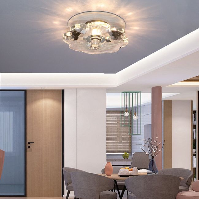 3.9 Zoll breite Mini Kristall Deckenleuchte Moderne Einfachheitsblume geformte Beleuchtungs-Befestigung für Schlafzimmer mit Metallüberdachung