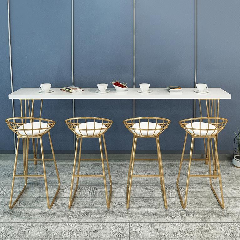 Glam Bar Table Set 1/2/5/9 Pieces Rectangle Bistro Set in White and Gold