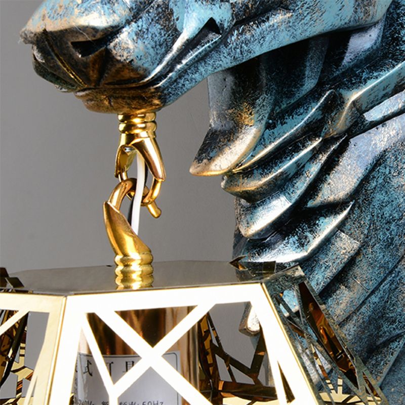 Resin Deer Wall Sconce Lighting Antique Style 1 Light Wall Light with Brass Diamond Shade, 14.5"/19.5" Wide