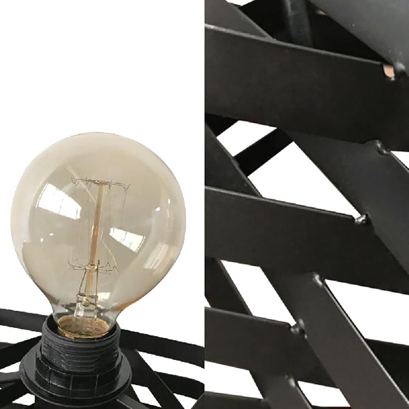 1 tête de tête lampe industrielle cylindre élégant / baril de table en métal lumière avec base de cage en noir pour café