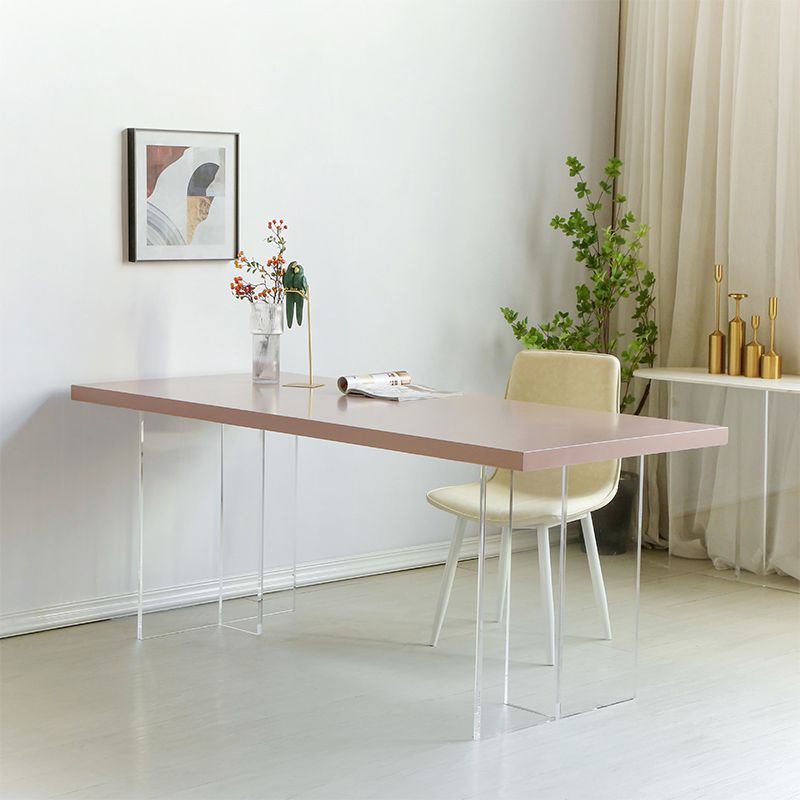 Wood Top Dining Table Double Pedestal Table for Home Kitchen Dinner