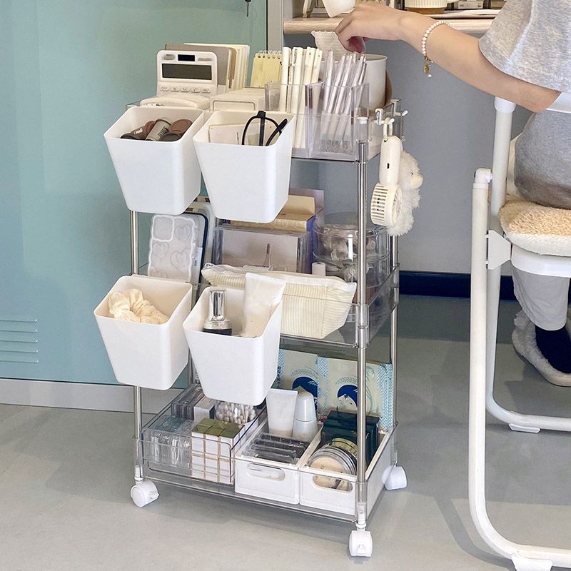 Modern Pure White Shelf Bookcase Etagere Plastic Bookcase Multi Tiers for Office