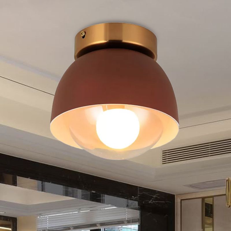 Plafonnier encastré blanc/rose/jaune/café avec abat-jour, plafonnier moderne en métal et verre à 1 tête pour couloir