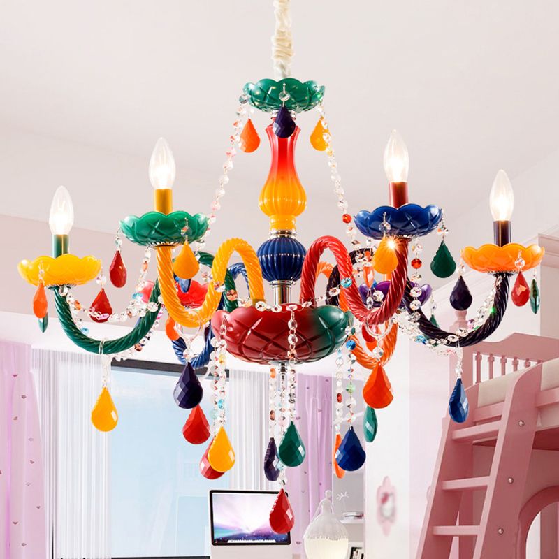 European Style Crystal Chandelier Candle Pendant Lighting Fixtures for Child Room
