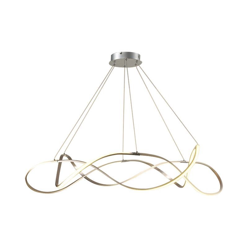 Chrome/Gold Twined 1/2-Tier Chandelier Minimalist Metal LED Hanging Pendant Light for Dining Room, 31"/43" Wide