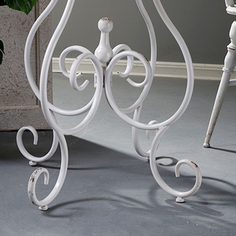 French Country Metal Side Table White Round Outdoor Patio Table