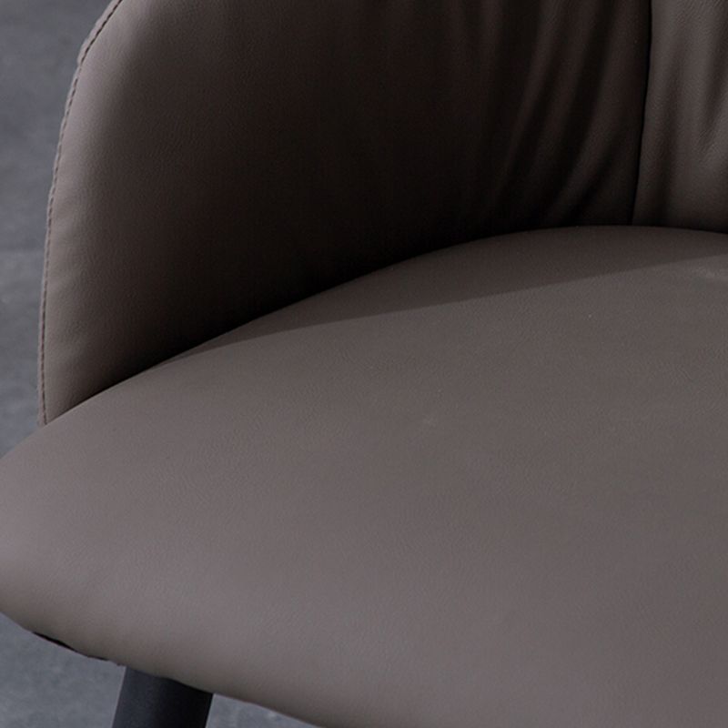 Industrial Faux Leather Dining Chair Upholstered Arm Chair with Metal Legs