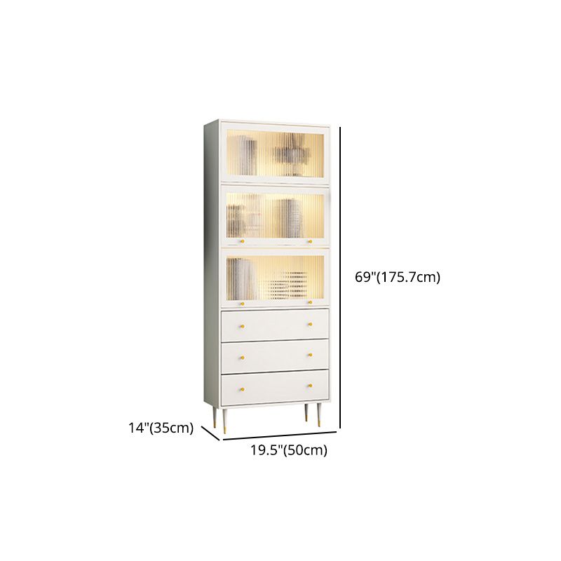 Glam Manufactured Wood Standard Bookcase Vertical Bookcase with Door and Drawers