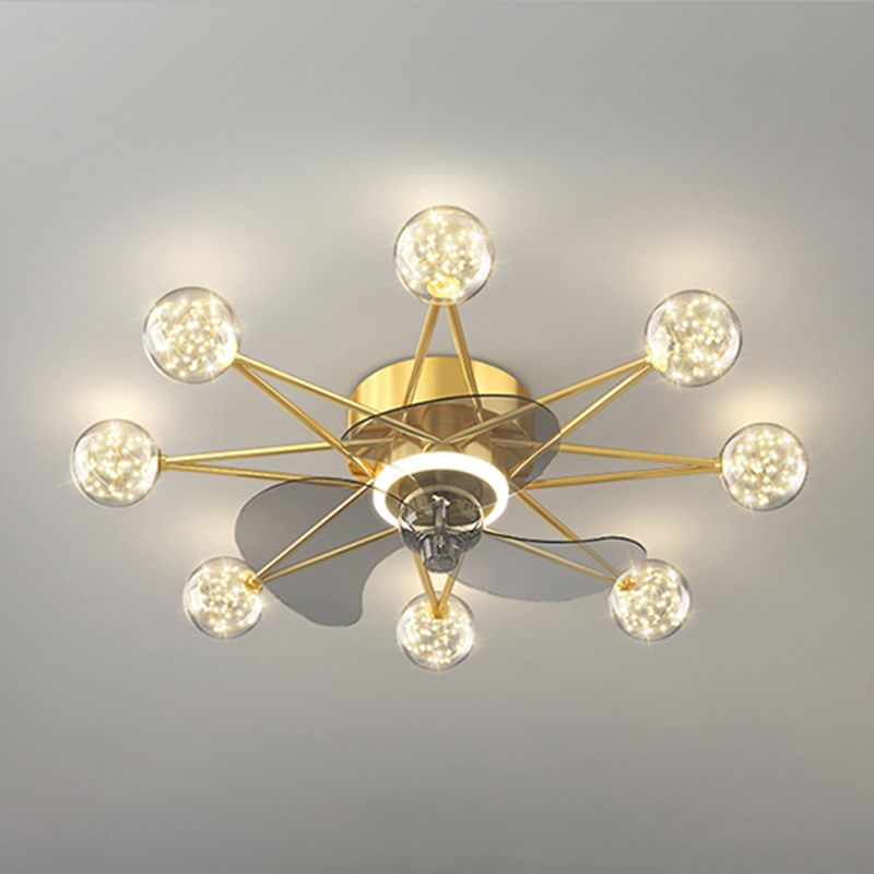 Kids Style Spherical Ceiling Fan Lights Metal LED Flush Lights for Bedroom