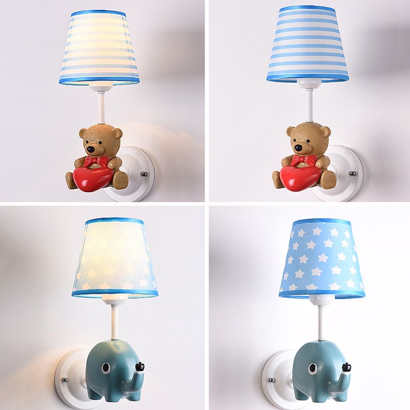 Nordic Style Wall Light Fabric Shade Wall Lamp for Children's Room (Included Doll)