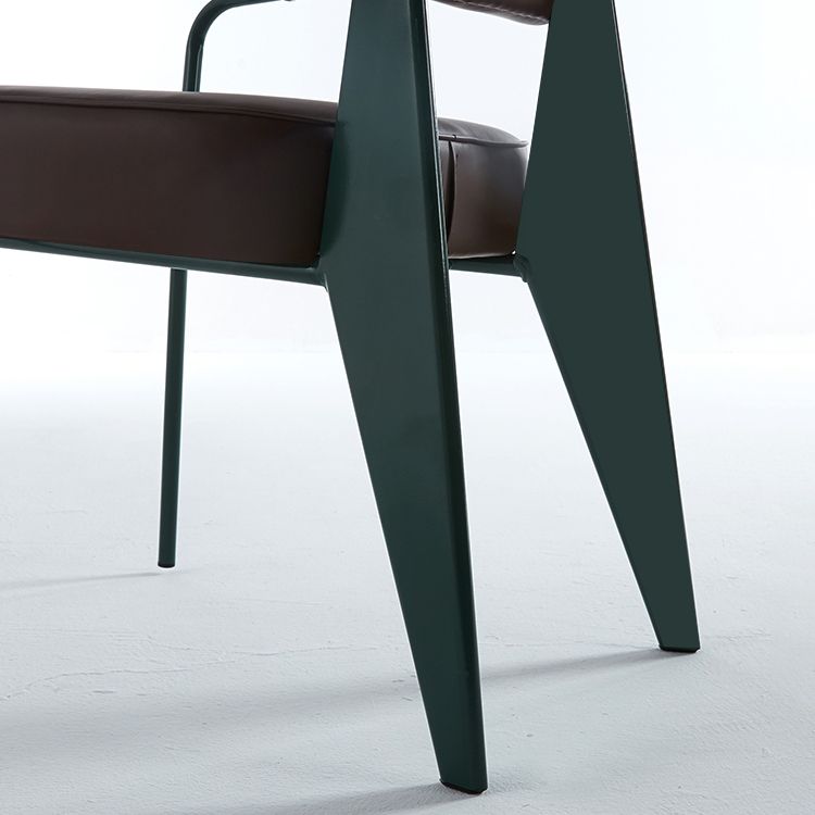 Scandinavian Home Arm Chair Open Back Metal Upholstered Dining Room Chair