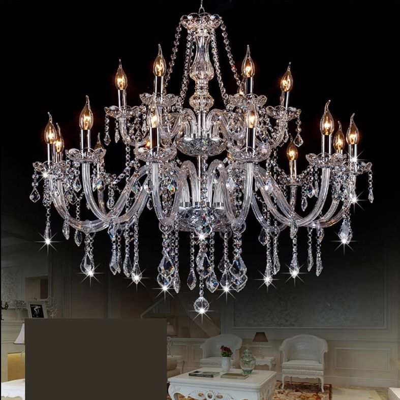 Clear Beveled K9 Crystal Chandelier Light European Style Candlestick Suspended Lighting Fixture