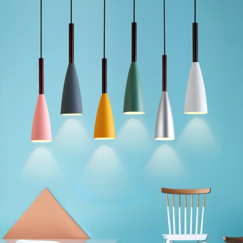 Cone Shape Hanging Lighting Modern Style Metal 1 Light Pendant Lamp for Bedside