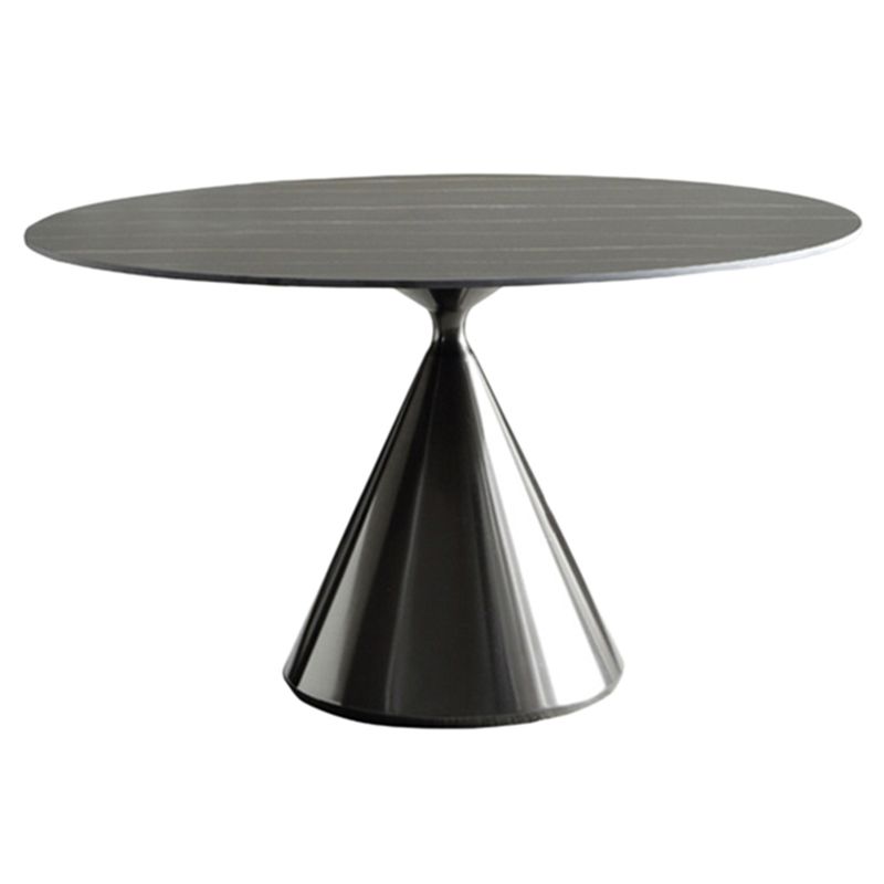 Sintered Stone Modern Round Dining Table Black Stone Top Table with Pedestal