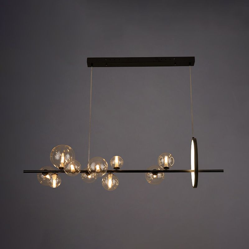 Simple Glass Hanging Island Light Metal LED Hanging Lighting Fixture for Sitting Room