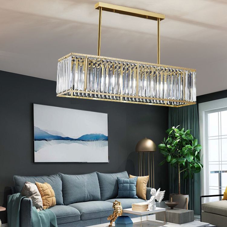 Luci del lampadario dell'isola rettangolare Simplicità K9 Fissature del lampadario cristallino per tavolo da pranzo