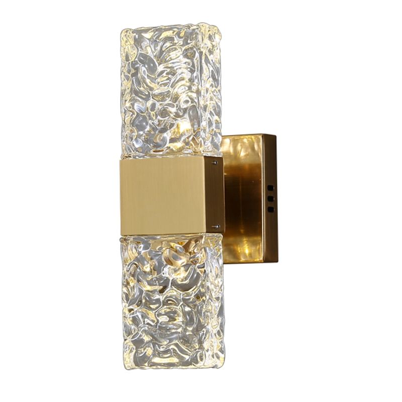 Nordic Style Metal Wall Light Cuboid LED Wall Sconce with Crystal for Bedroom