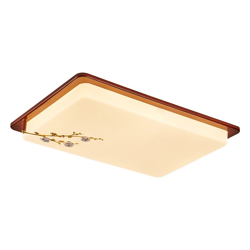 Weiße geometrische Deckenleuchte, minimalistische Acryl-LED-Einbauleuchte mit Keramikrosette