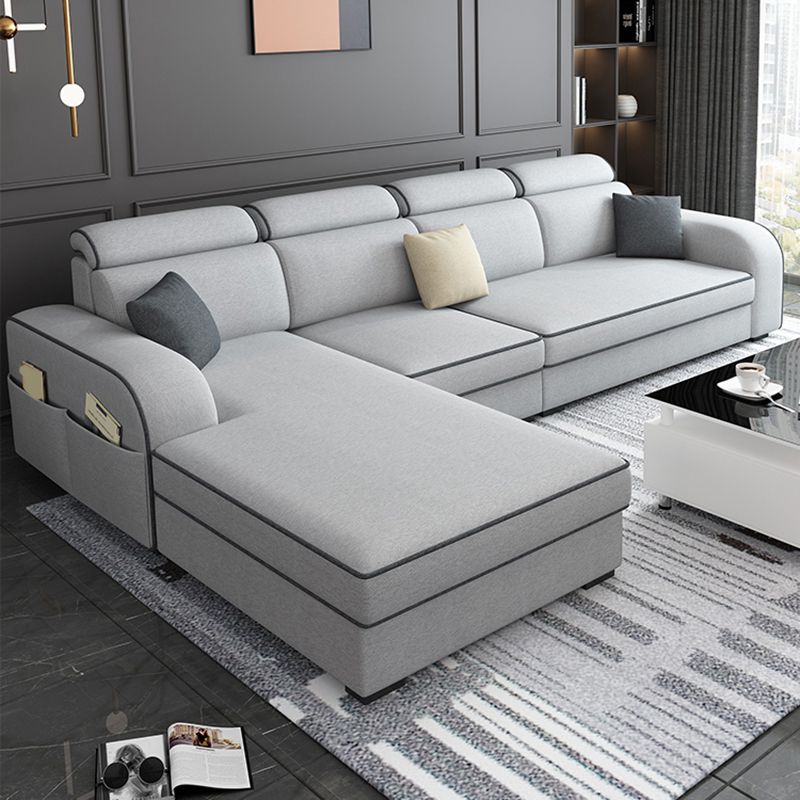 31.49" Tall Sectional Sofa Faux Leather/Linen Modular Sofa with Cushion Back