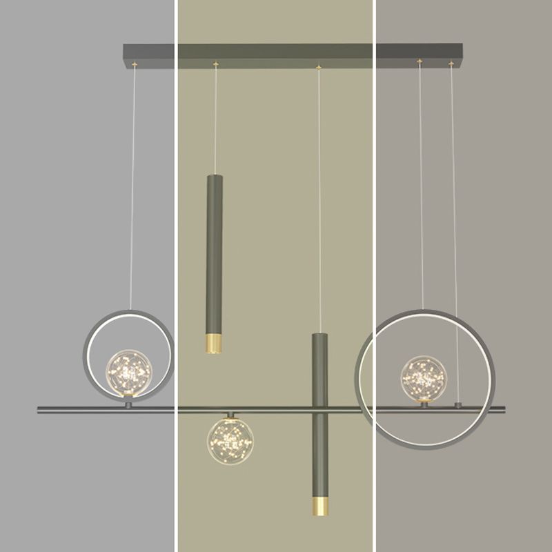 Iluminación colgante lineal luces colgantes contemporáneas para isla de cocina con sombra de metal