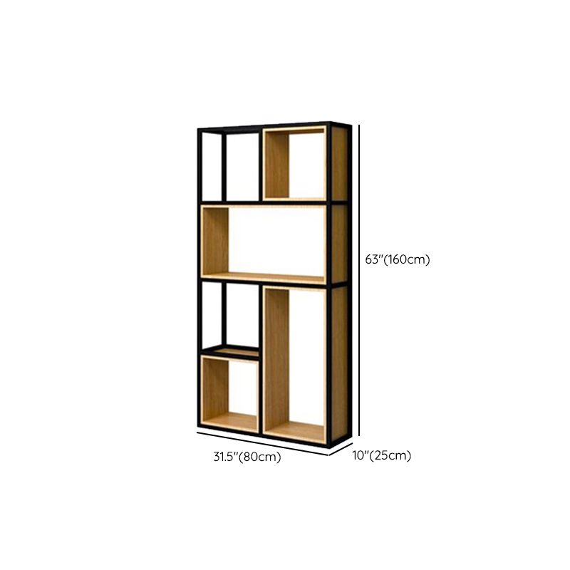 Natural Metal Etagere Shelf Bookcase Shelves Included Open Bookshelf for Study Room
