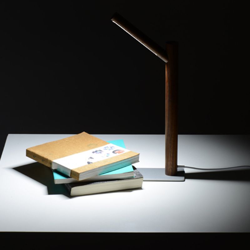 Linear 1 Light Table Lamp Contemporary Wood Nightstand Lamps for Study Room