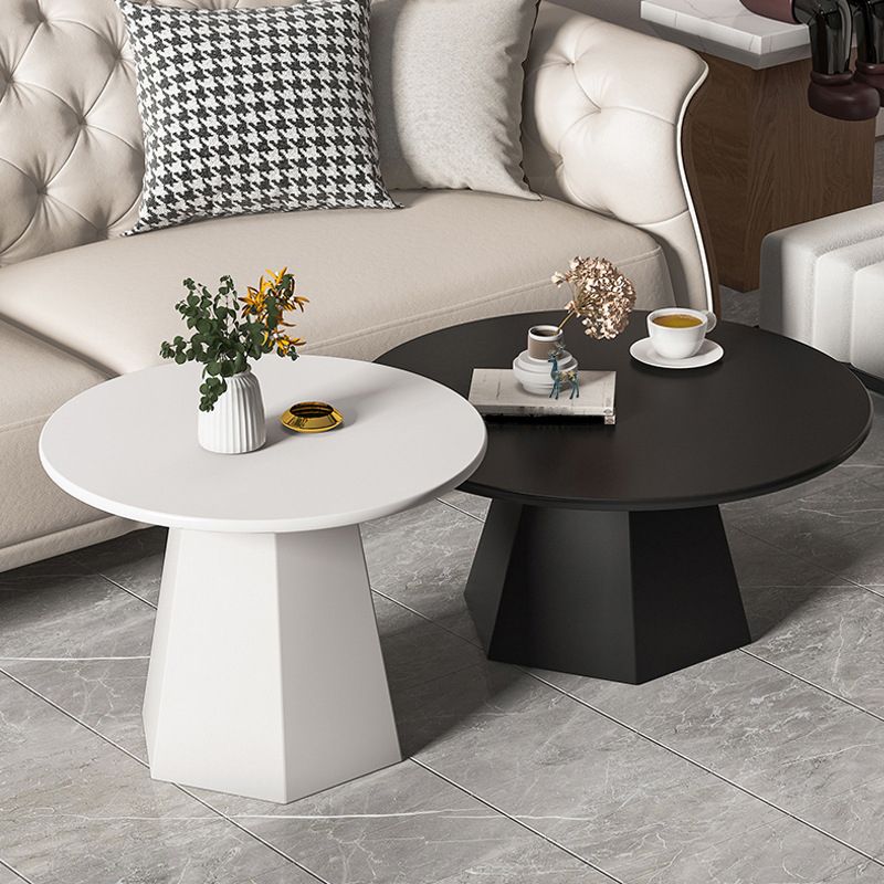 Ironwork Black/white Pedestal Base Design Round Coffee Table