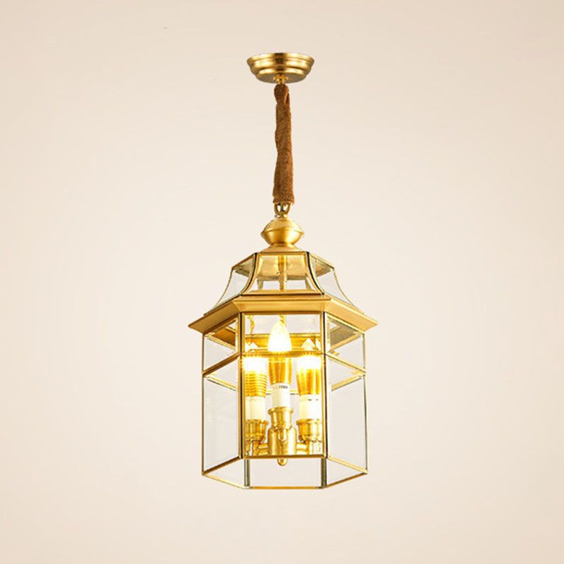 Geometric Chandelier Light Fixture Traditional Glass Pendant Lighting for Restaurant