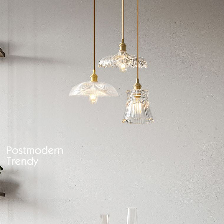 Kit di luce sospesa industriale in vetro trasparente a 1 luci a 1 lutto Luce per sala da pranzo