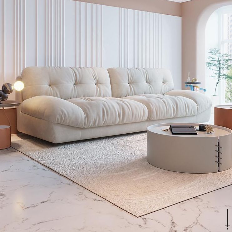 Modern White Tufted Sofa & Chaise 29.92" H Velvet Armless Sofa