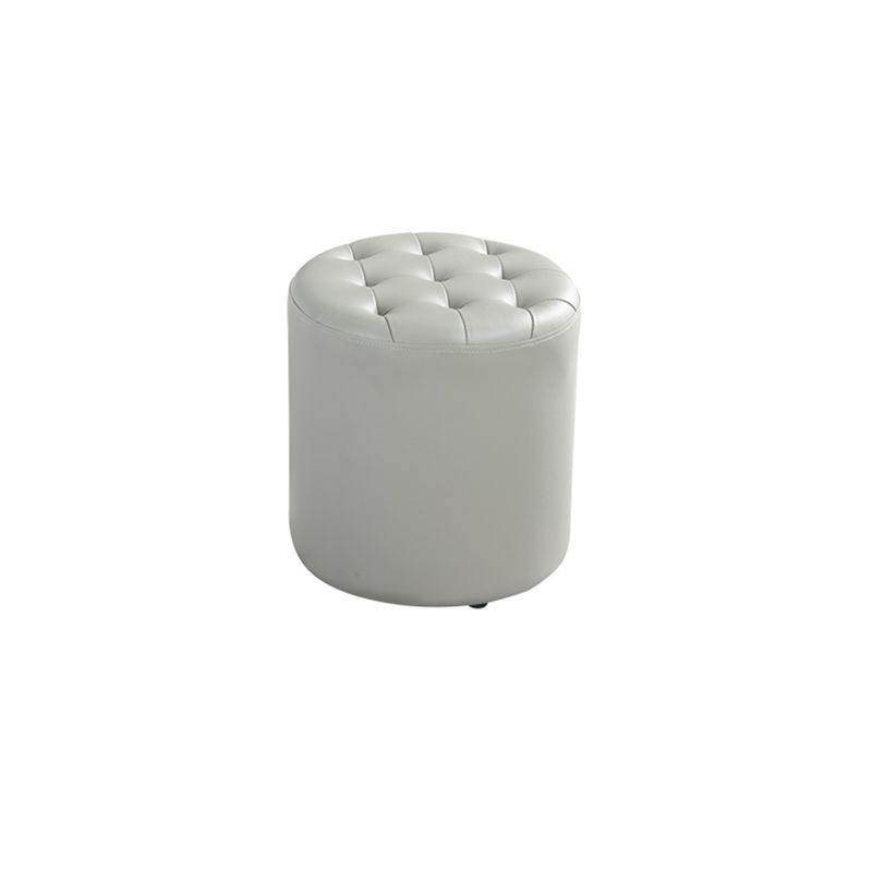 Modern Water Resistant Pouf Circular White Faux Leather Ottoman